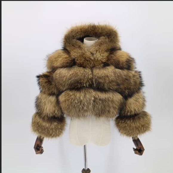Raccoon Fur Hooded Jacket - Picture 2 of 3
